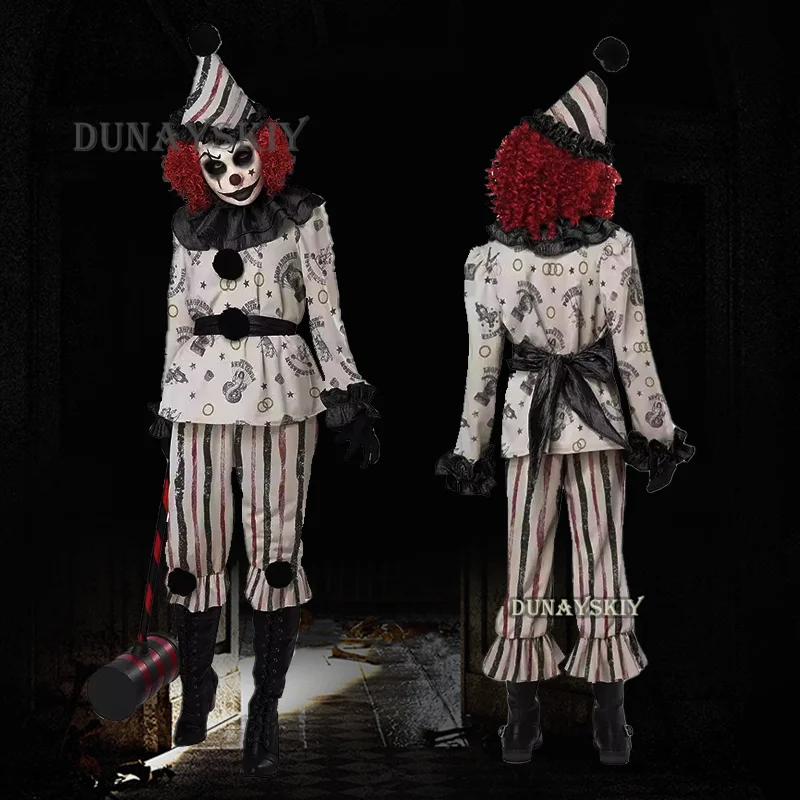 Clown Cosplay Costume Halloween Party Men Women Cos Suits Outfit Uniform Children Role Party Night Clown