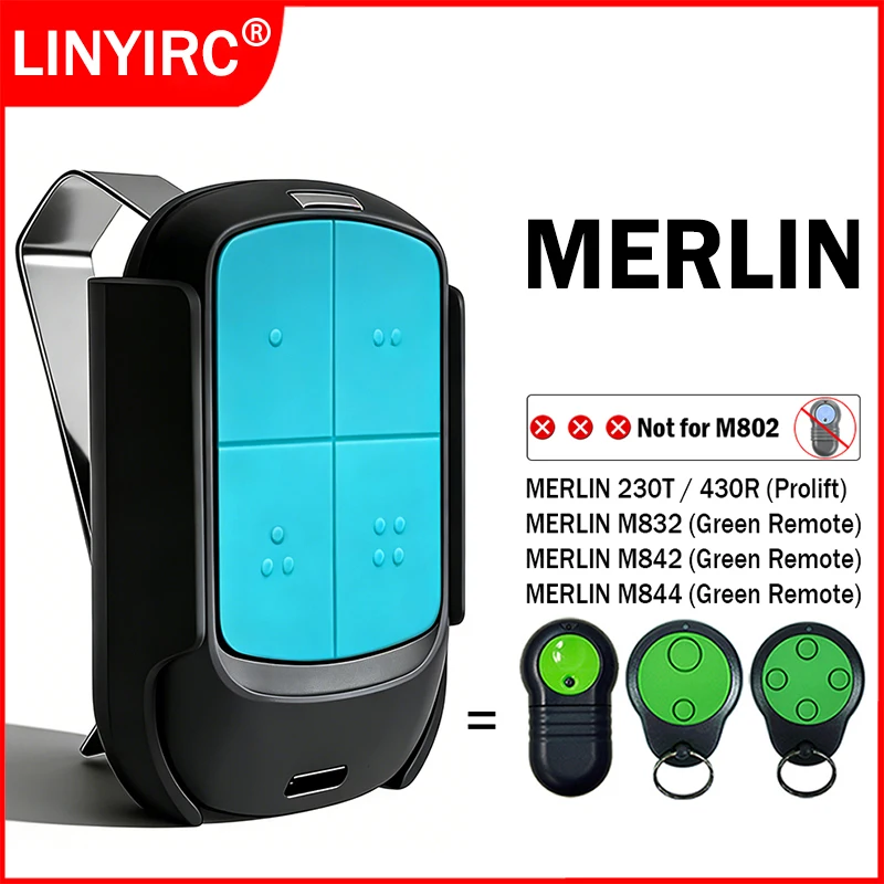 Programming MERLIN M832 M842 M844 230T 430R Prolift Garage Door Remote Control Opener 433.92MHz Rolling Code Hand Transmitter