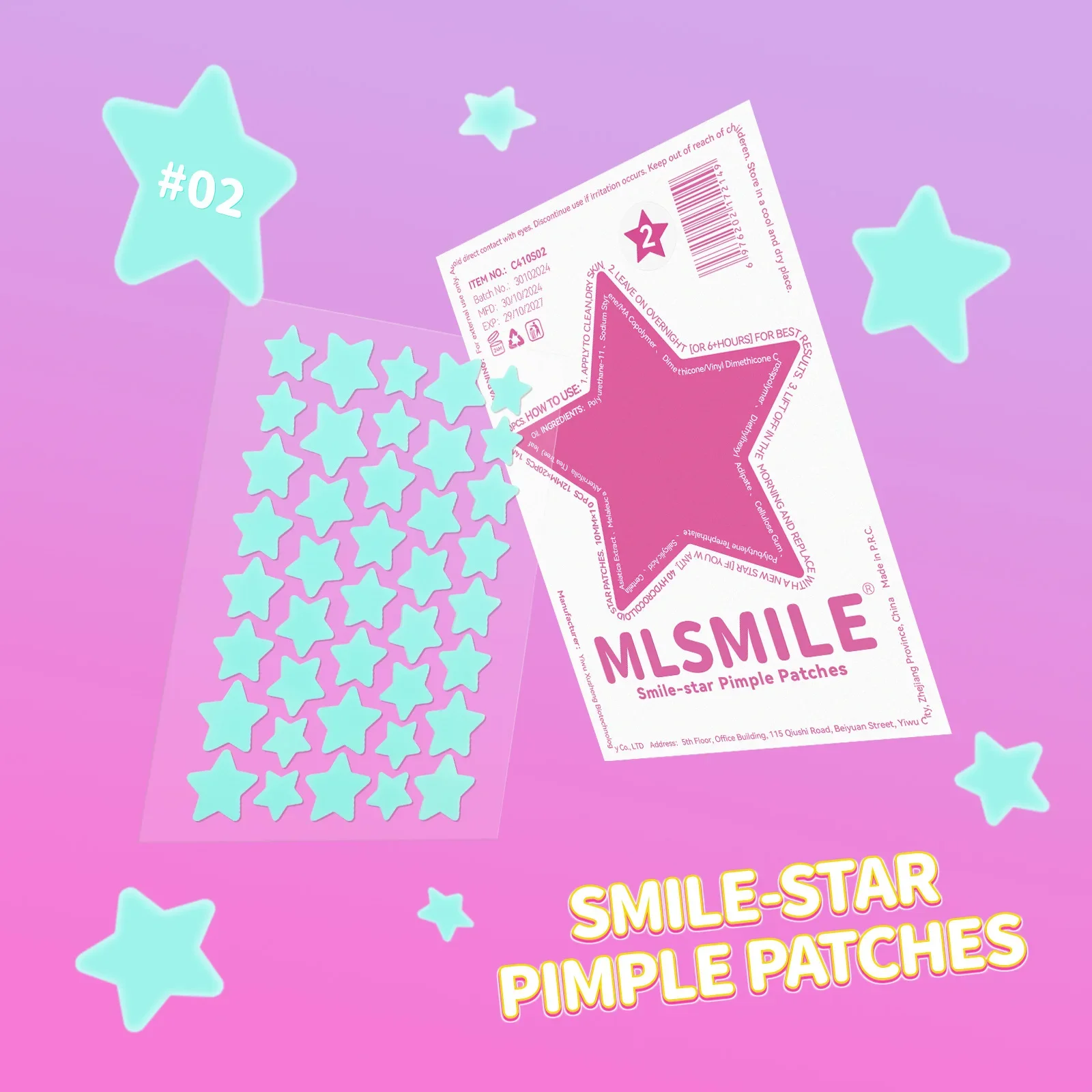 แผ่นแปะสิวรูปดาวห้าแฉกสีพาสเทล 40 ชิ้น อุปกรณ์ดูแลผิวหน้าเพื่อความงามและสุขภาพ