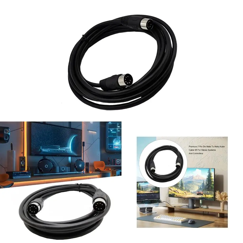 4XFC Quality Din 7Pin Interfaces Cable 1m Male To Male Cord Quality 7Pin Male To Male Cable For Professional Sound Equipment