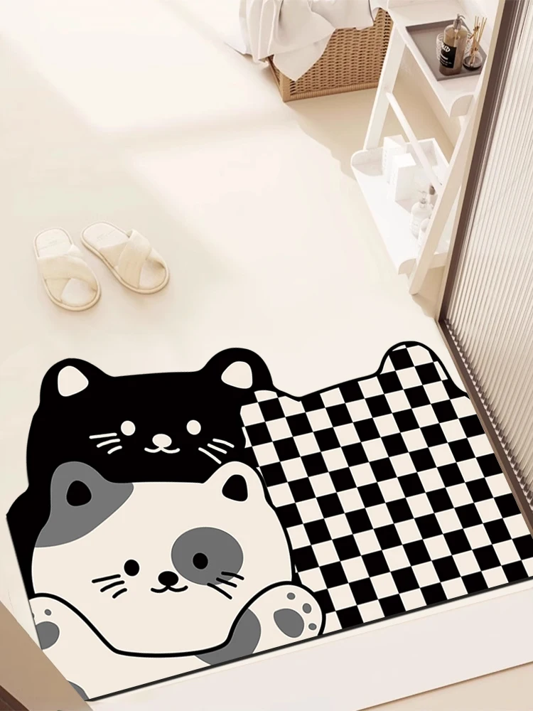 

Противоскользящий коврик для входа в ванную комнату, быстросохнущий, силиконовый, с мультяшным дизайном, для домашнего использования, влаговпитывающий напольный коврик для двери
