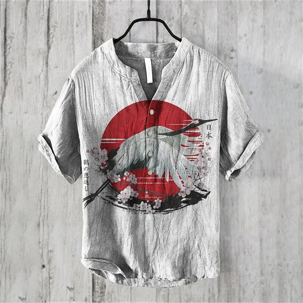 Camisa POLO Masculina de Manga - Summer Clothing Men Linen avaliação e preço