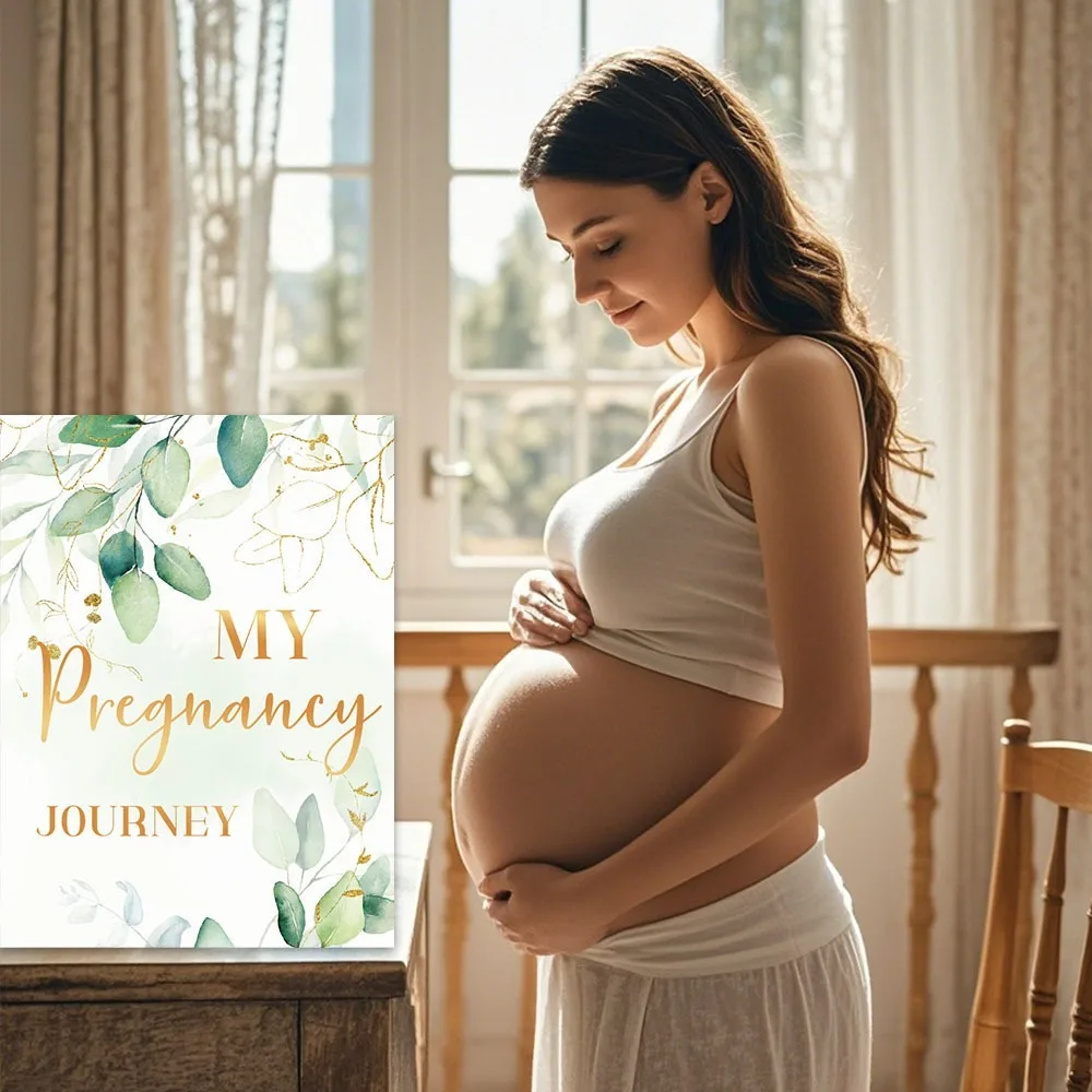 36 หน้า My Pregnancy Journal ปกแข็ง First Time Expecting การตั้งครรภ์ Book Keepsake Memory Book For Mom To Be ของขวัญ