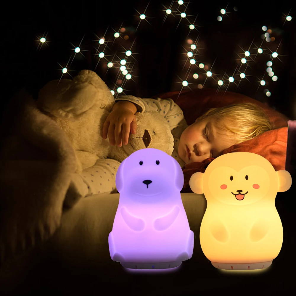 Animal Music Lamp Dog Fox Owl Unicorn Bluetooth Speaker Player Rechargeable Silicone RGB LED Night Light for Children Baby Gift