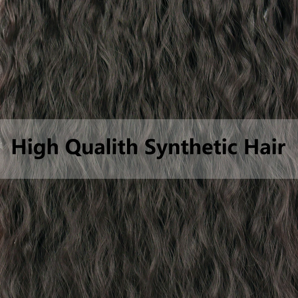 Extensiones de cabello sintético con clip, rizos largos, color marrón oscuro y negro, 80 cm, resistentes al calor 4