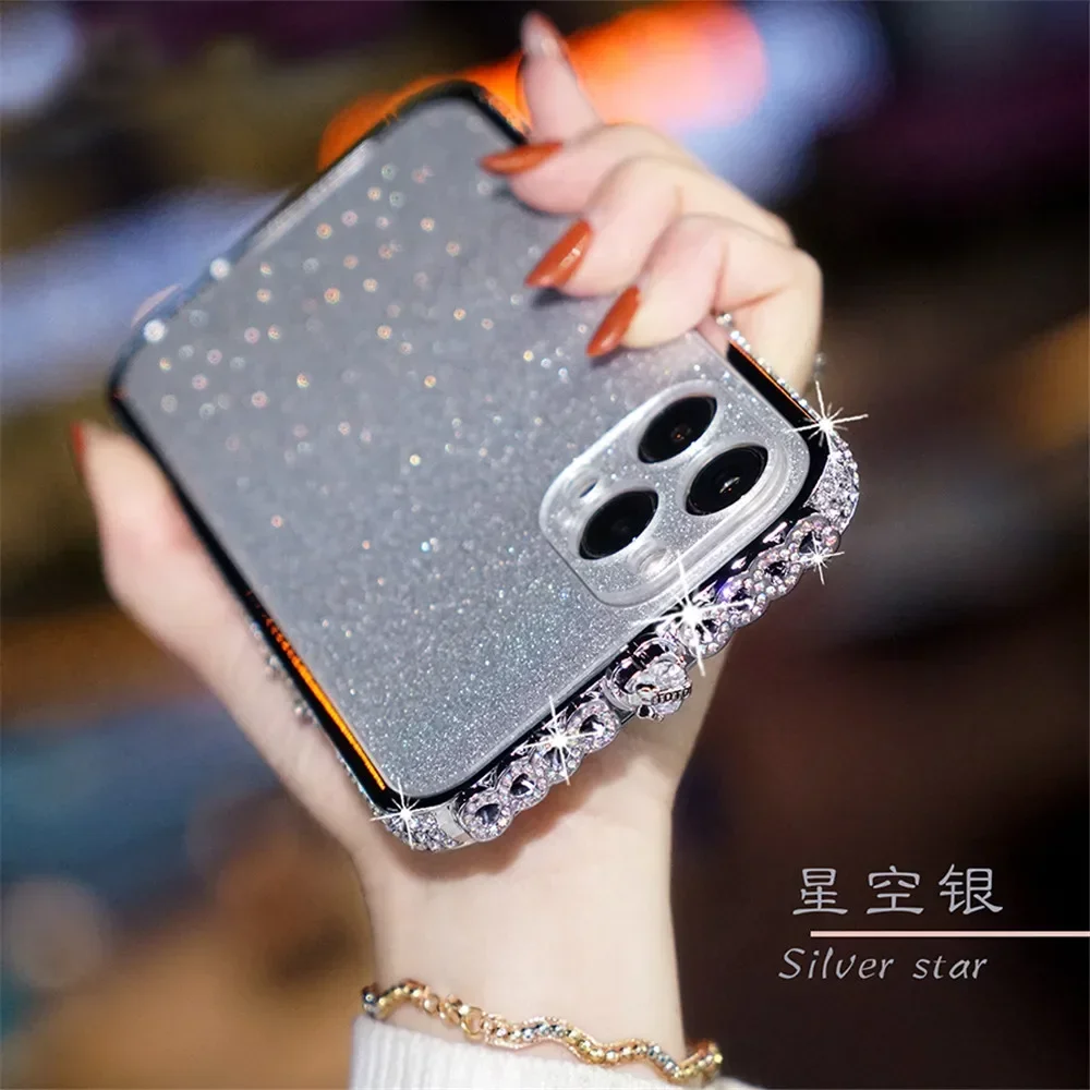 Glitter Rhinestone Case For iPhone 15 Pro Case Shockproof Metal Bumper Cover For iPhone 11 12 13 14 Pro Max 15 Plus Case Funda