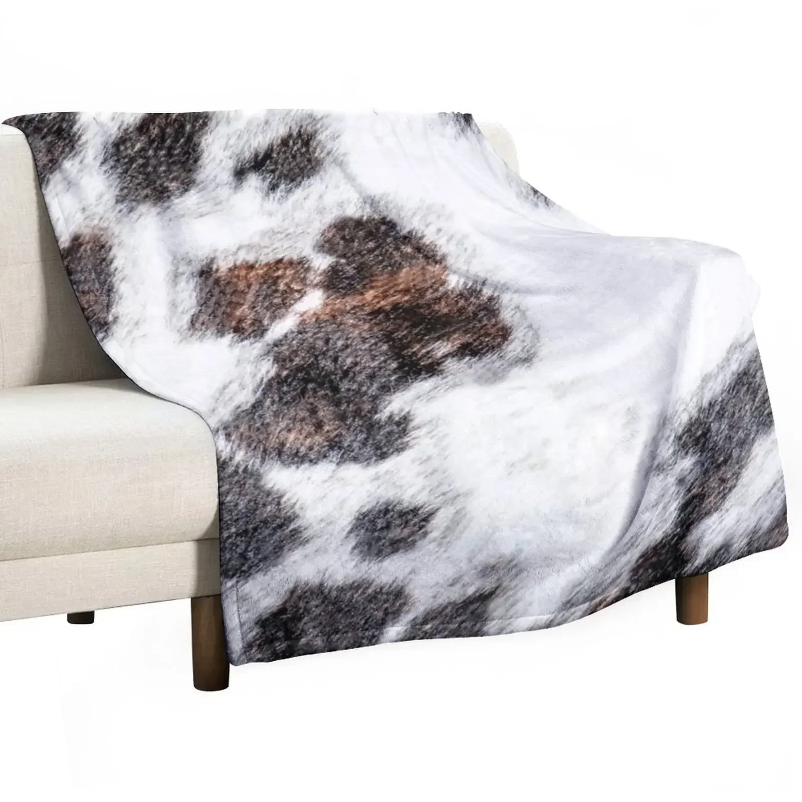 

Cow Hide Dark Brown Black & White Throw Blanket Sofa Quilt Sofa Throw Vintage Blankets