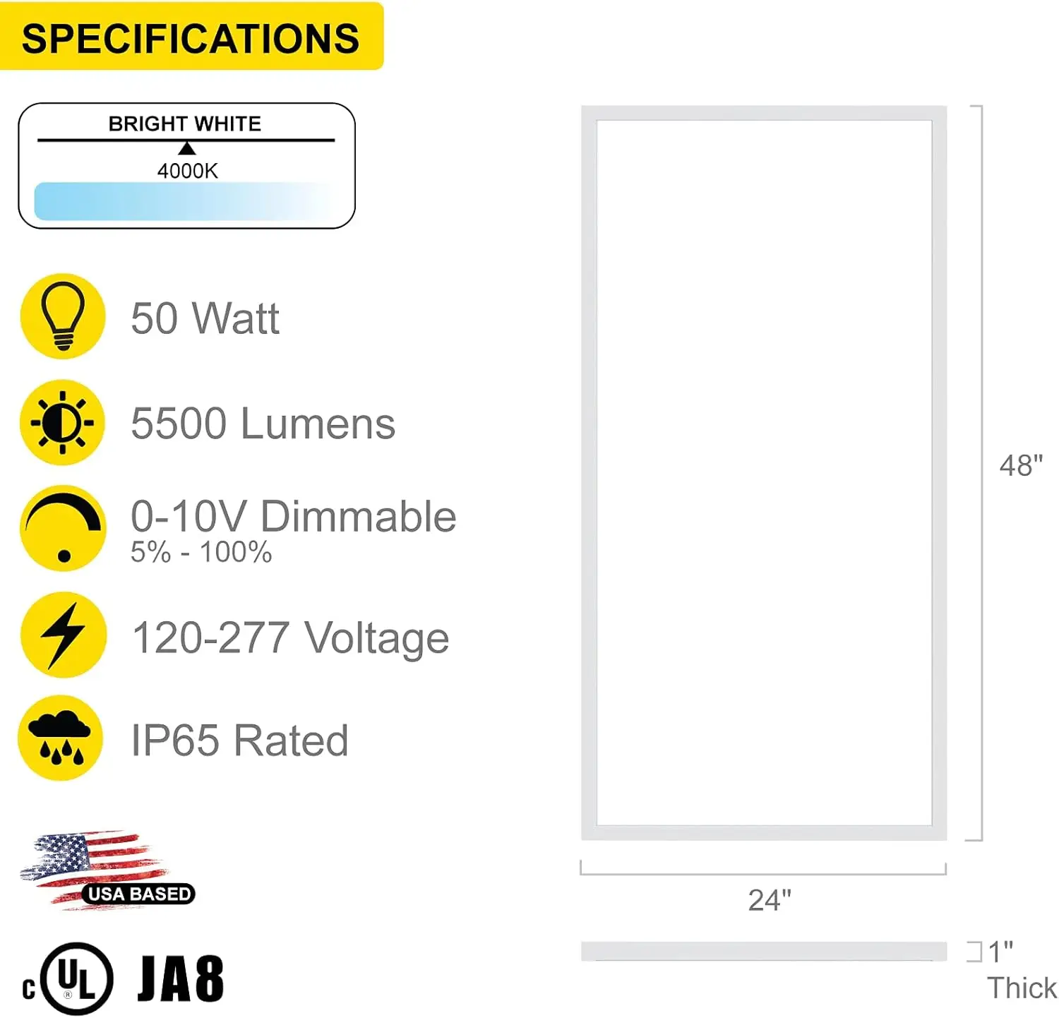 4 Pack 2x4 LED Panel for Drop-in Ceiling, 50W, 4000K Cool White, Super Bright 5500LM, 0-10V Dimmable Flat Backlit Lay in Fixture