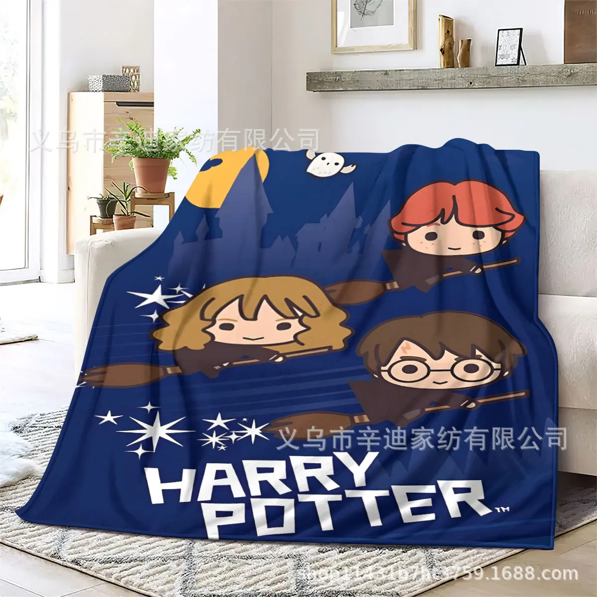 Cartoon Harry Potter Flannel Blanket Kawaii Draco Hermione Ron Rubeus Throw Blanket Printed Soft Comfortable Sofa Blanket