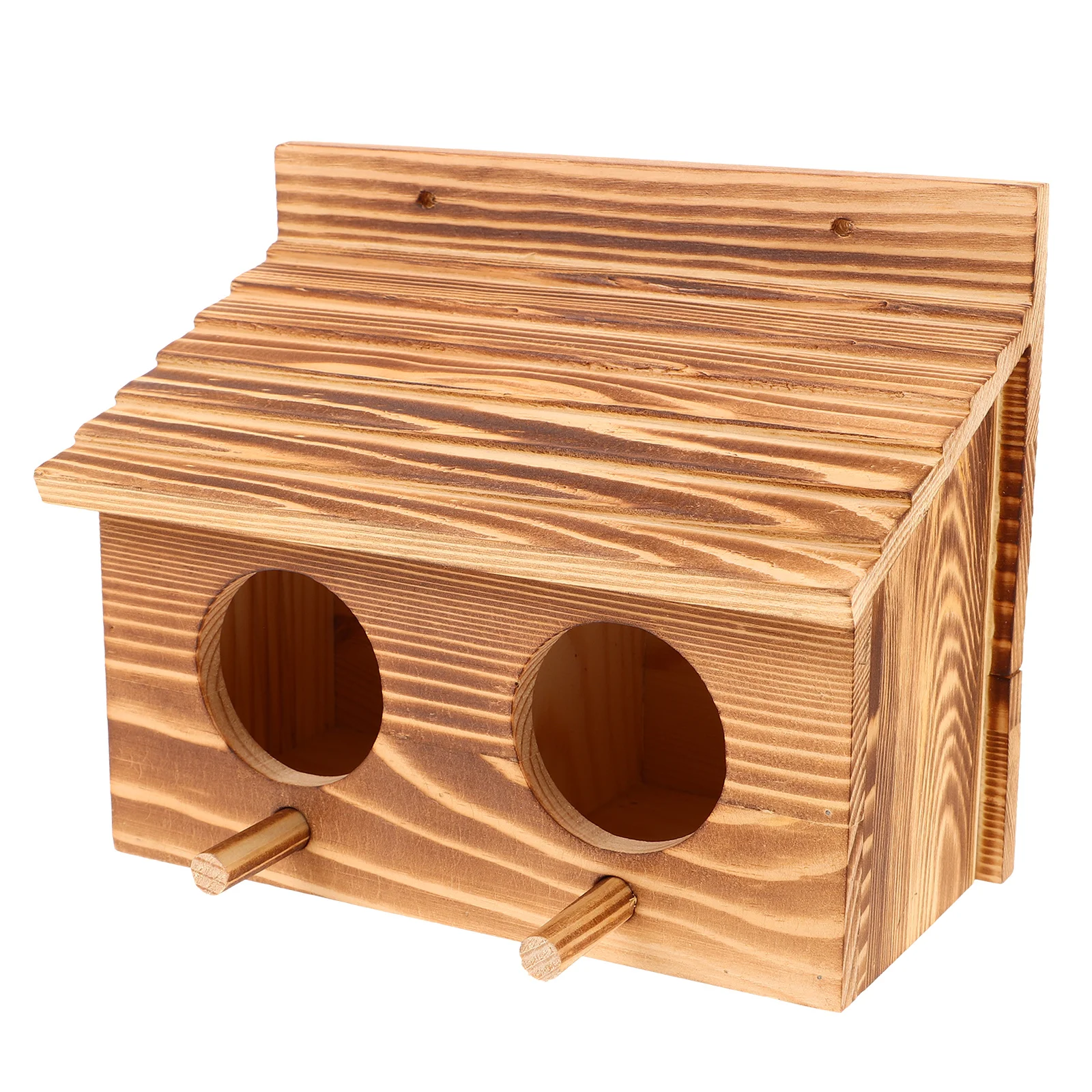 

Wooden Birdhouse Double Hole Outdoor Parakeet Nesting Box Natural Wood Bird Nest Breeding Box for Parrot Cockatiel Finch