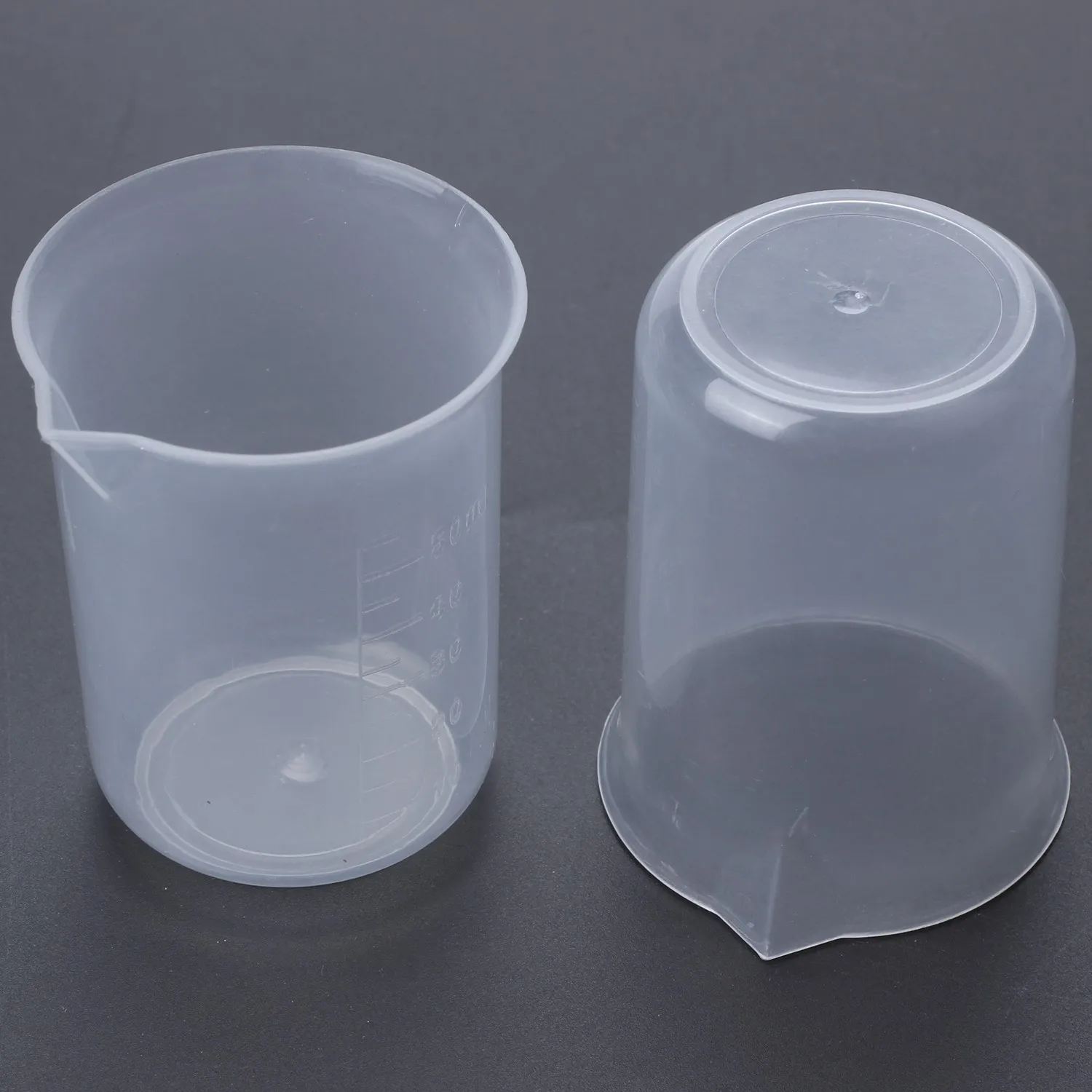 50mL Graduated Beaker Clear Plastic Measuring Cup for Lab 2 Pcs