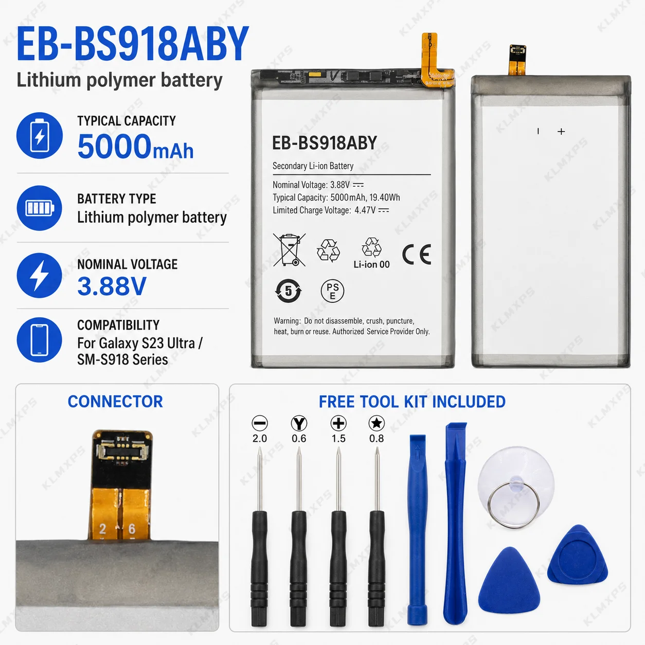 EB-BS918ABY 5000mAh Original Capacity Battery for Samsung S23 Ultra 5G SM-S918 Replacement Mobile Phone Internal Batteries image 2