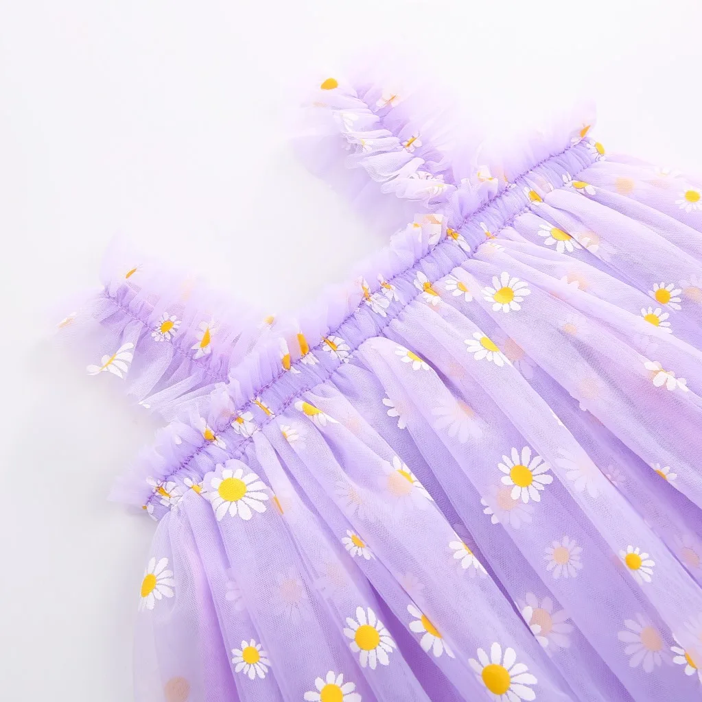 Süßes Tutu-Kleid für Kleinkinder und Mädchen, ärmellos, Sommer, neu, mit Stickerei, Blumenmuster, Netzkleid, Prinzessinnenkleid für kleine Mädchen – Detail 8