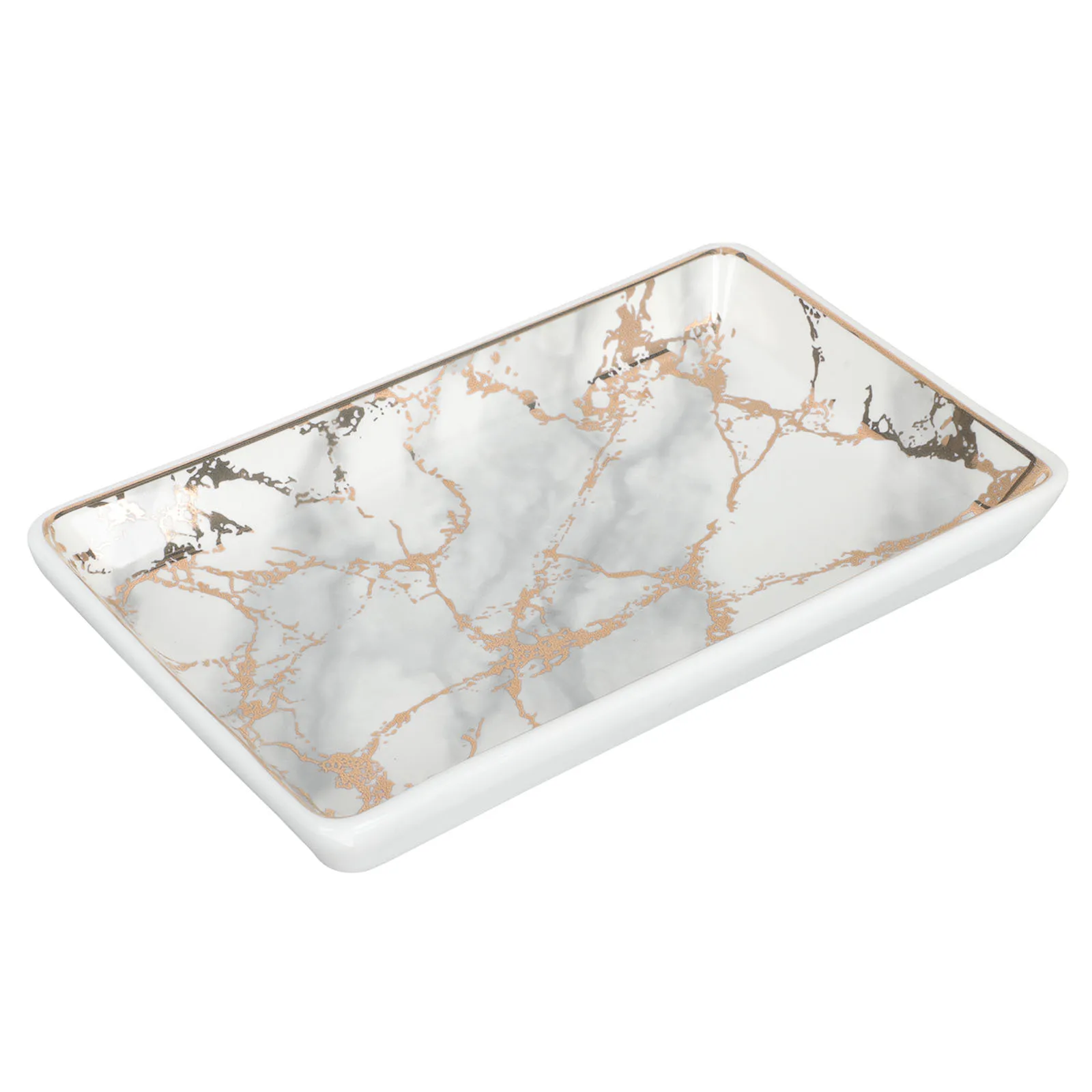 

Rectangular Marble Pattern Tray Smooth Surface Vanity Organizer for Toiletries Makeup Household Storage Decorative Plate
