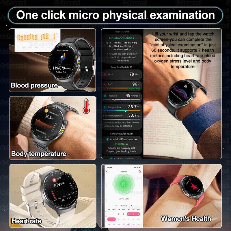 2025 Accurate Blood Lipid Uric Acid Smart Watch Men Women ECG+PPG Blood pressure BT Call Five Viscera Health Tracker Smartwatch