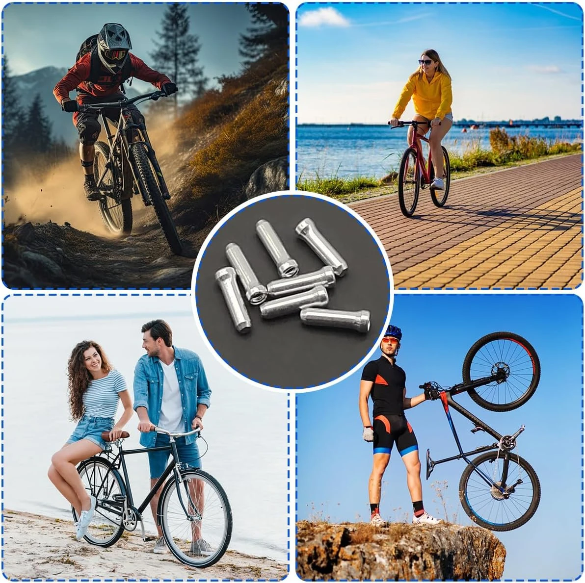 Fahrrad-Brems- und Schaltzug-Endkappen aus Aluminium, Endkappen für Bremsleitungen, Schaltzugeinleitungen, Crimp-Endkappen, MTB-Fahrradzubehör – Detail 5