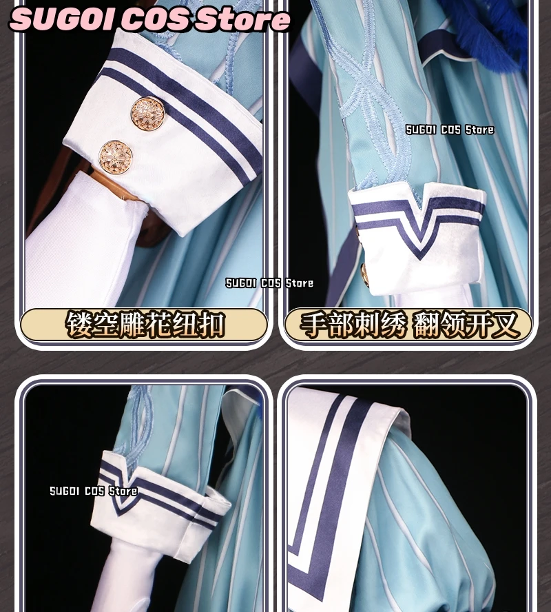 الزهور الأبدية تأثيري حلي القرون الوسطى الأزرق المرأة فستان ازياء أنيمي القانون الخامس طبيب دور بلانغ شعر مستعار حذاء الدعامة دعوى xs-2xl