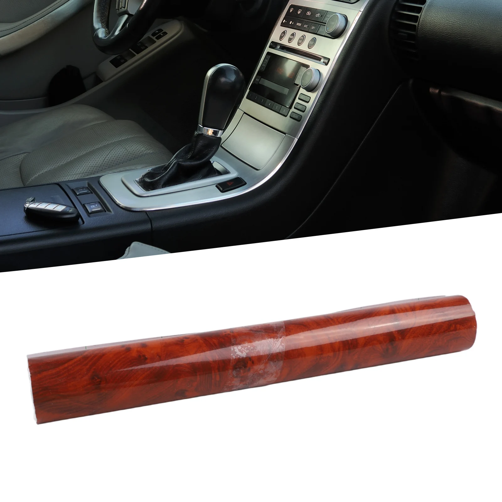 30CM*2M Car Interiors Glossy Wood Grain Decals Sticker PET Material Self-adhesive Automotive Interior Accessories
