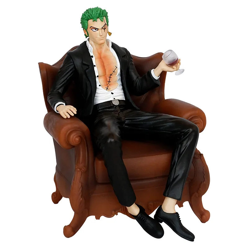 Anime One Piece Sanji Roronoa Zoro Portgas D Ace Sofa Ver. PVC Action Figure Statue Collectible Model Kids Toys Doll Gifts 14CM