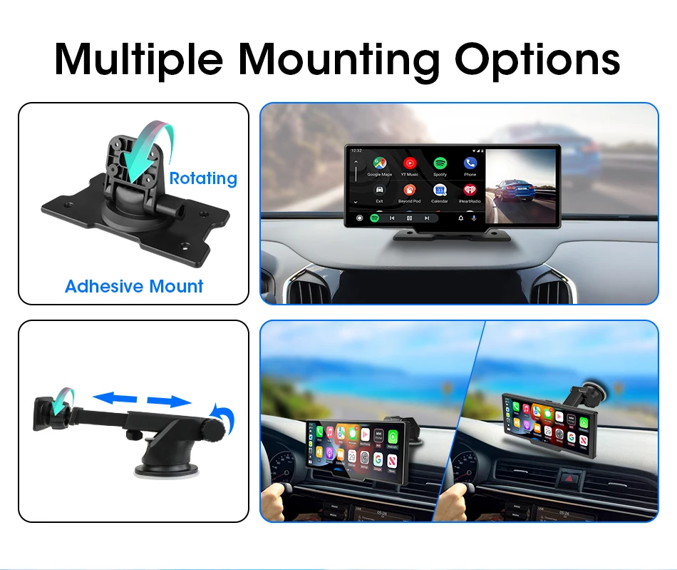 7/10,26 Zoll kabelloser Carplay-Bildschirm für Auto, 5G Wifi Dash Cam 4K Auto DVR, Android Auto Dual Lens GPS-Navigation Videorecorder, FM AUX – Detail 6