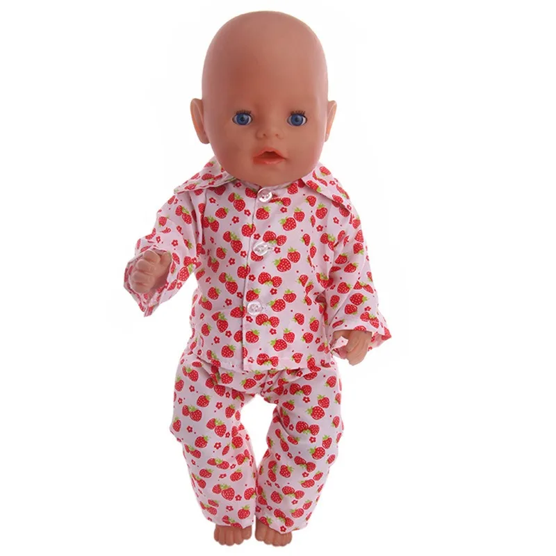 Conjunto de Roupas de Loungewear para Boneca American Girl de 18 polegadas, Pijama com Estampa de Leopardo e Frutas, Roupas para Boneca Bebê Reborn de 43cm