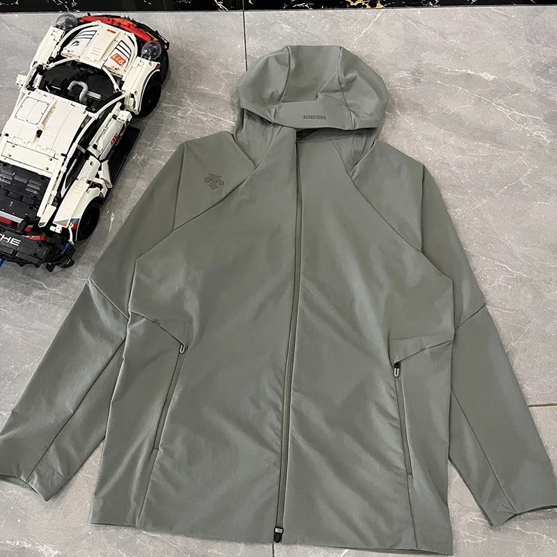 Solid Color Hooded Men's Jacket Stand Collar Long Sleeve Jacket 2026 Autumn Fashion New Style DESCENTE