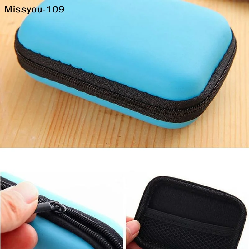 Lightweight Hard EVA Shockproof Earphone Storage Case Inner Mesh Pocket Portable Pouch for Earbuds Cables Daily Commute Use