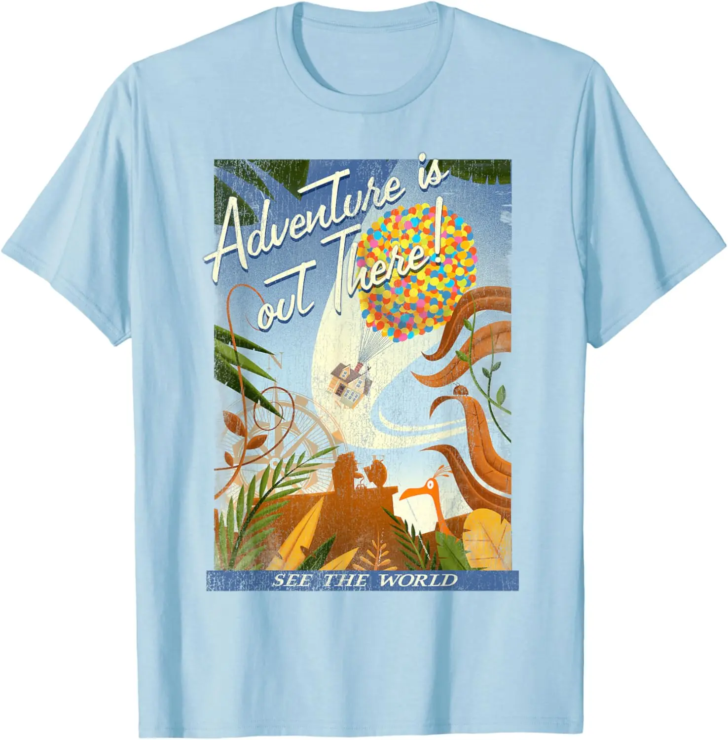 

MINISO X Disney Pixar Up Poster Distressed Vintage Graphic T-Shirt T-Shirt
