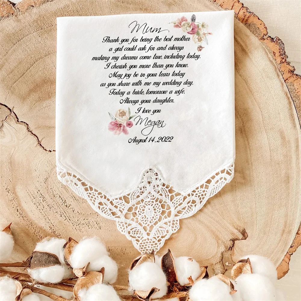 Wedding Gift for Parents / Wedding Handkerchief For Mum and Dad / Gift Set Thank you Gift / Personalised Gift from bride groom