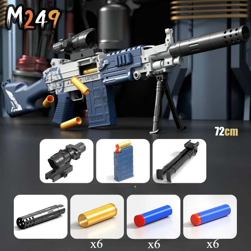 M249 Machine Gun Shell Ejecting Manual Toy Gun Blaster Launcher Shooting Model Airsoft Weapons For Adults Boys Birthday Gifts