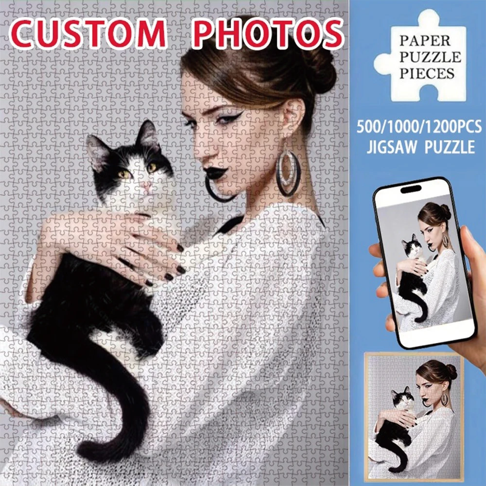 35/300/500/1000pcs Personalized Custom Photo Puzzle Wedding Photos DIY Photo Puzzle Portrait Handmade Birthday Gift