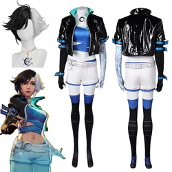Luna snow Cosplay Rivals Fantasia Wig Costume Coat Pants Strapless Disguise For Girls Women Adult Halloween Carnival Party Suit