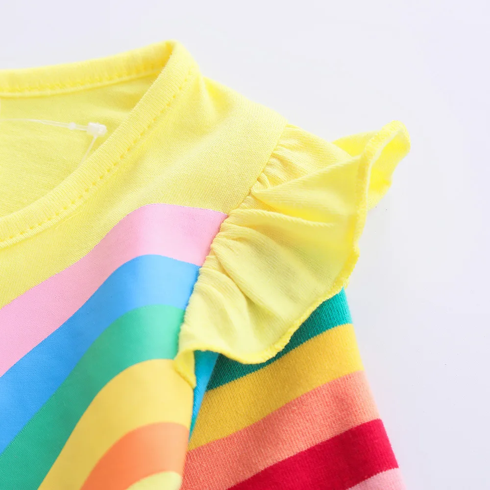 Langärmliges Einhornkleid für Mädchen, Herbststickerei, zwei Taschen, Regenbogenärmel, 81035 – Detail 35