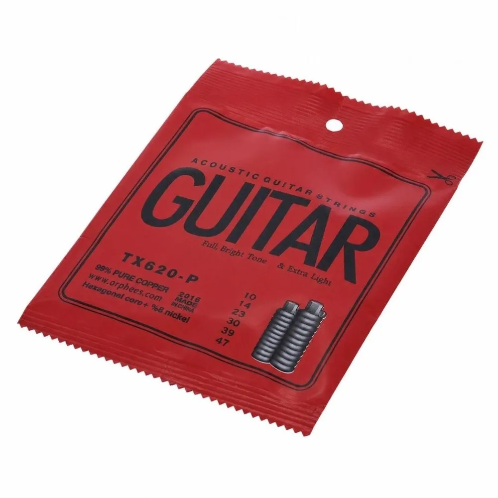 10PCS Copper Wire Wound Acoustic Guitar Strings With Ball End High-Carbon Steel Core Steel Guitar Strings Gauge .010-.047