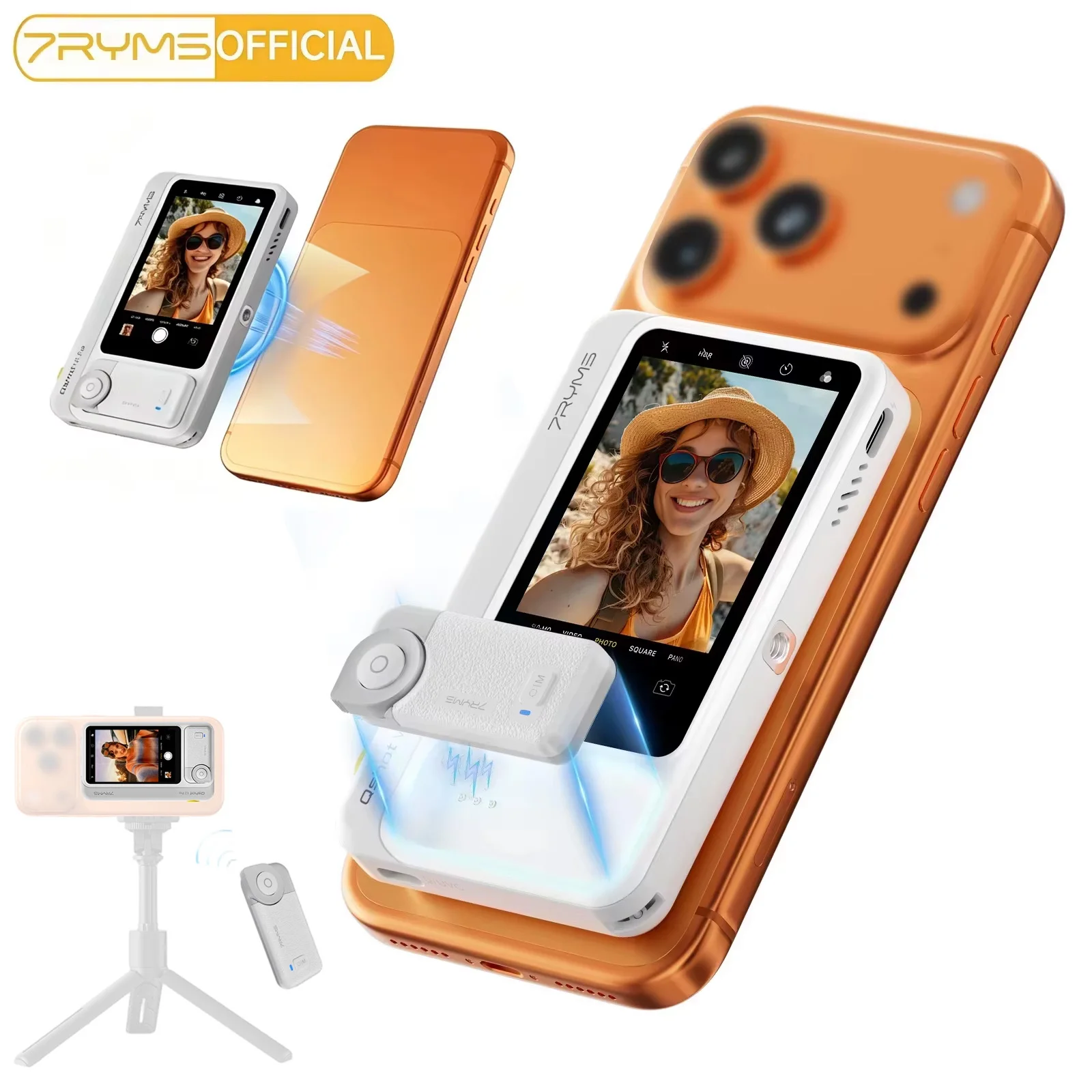7RYMS Qshot V2 Pro ワイヤレス磁気セルフィーモニター、3.1インチ