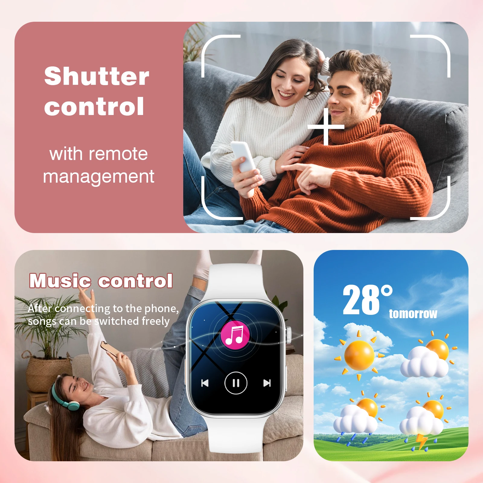 Smartwatch, anpassbares Zifferblatt, mehrere Sportmodi, Anrufe beantworten/machen, Nachrichtenerinnerungen, geeignet für Männer und Frauen