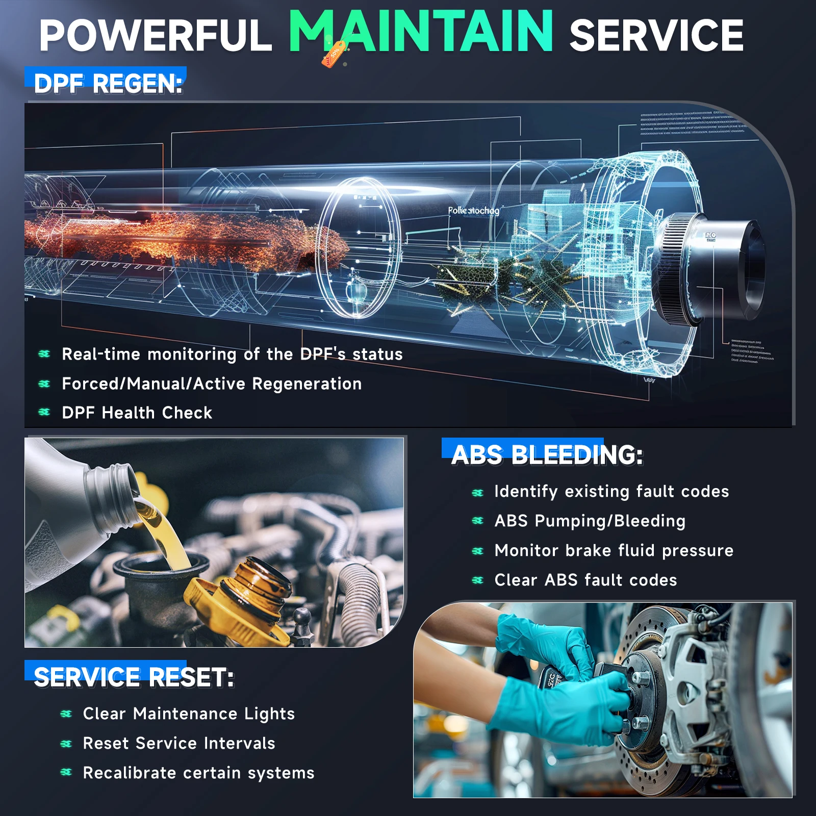 IDUTEX TS710 Schwerlast-LKW-Diagnosegerät, bidirektional, 42 Rückstellfunktionen, ECU‑Codierung, alle Systeme, Ölservice‑Reset, DPF‑Regeneration, OBD2‑Diesel‑LKW‑Diagnosewerkzeug – Detail 4