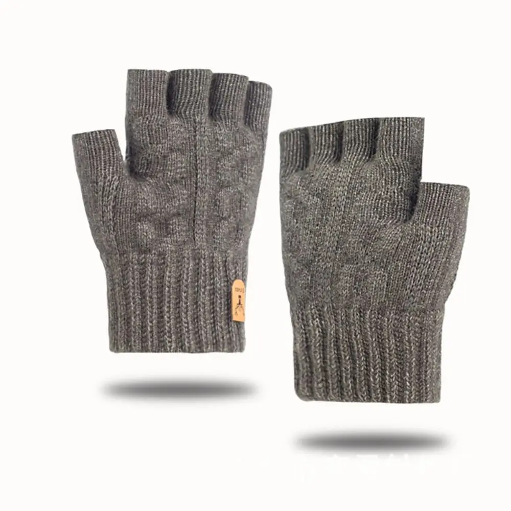 Fashion Alpaca Wool Knitted Gloves Thermal Women Men Fingerless Gloves Thicken Winter Warm Gloves