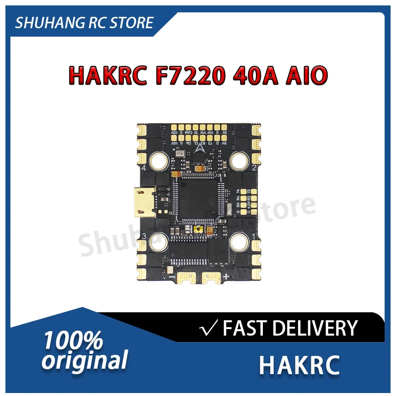 

HAKRC F7220 40A AIO Flight Controller 2S-6S Lipo Dual BEC Outputs Built-in Barometer Current Sensor for Medium-small FPV Drones