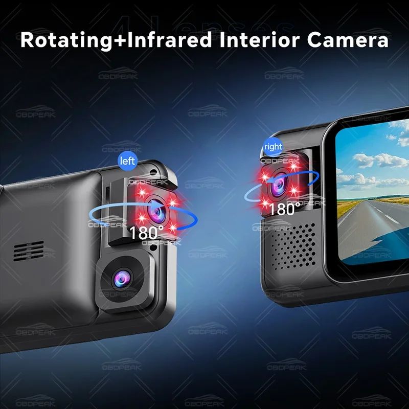 4 Channel Dash Cam 360° 11" 4K+1K+1K+1K WIFI Rear View Mirror  Video recorder Car DVR ADAS BSD Night Vision 24H Parking Monitor view 3