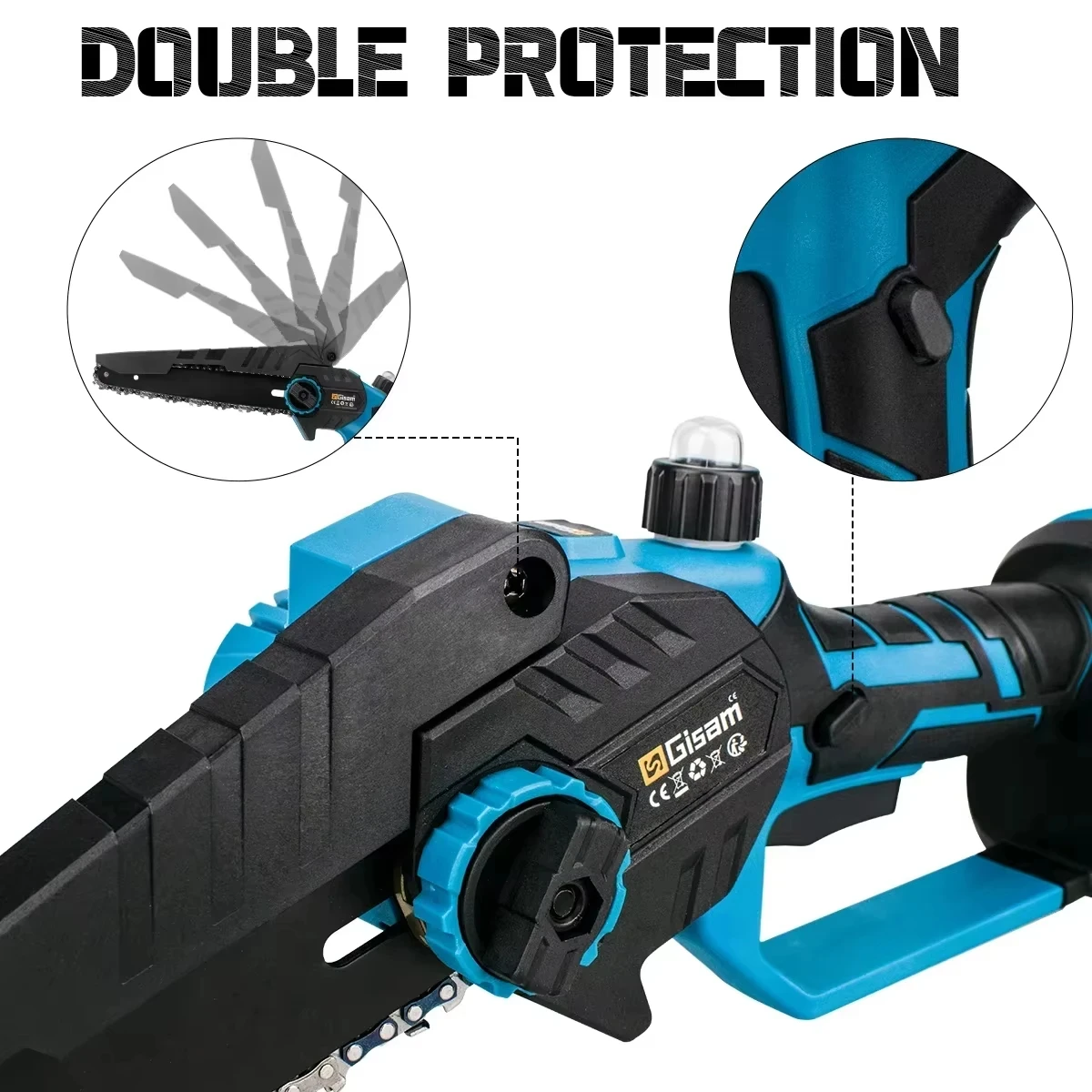 Gisam 8 인치 브러시리스 전기 톱 오일 캔이있는 휴대용 가지 치기 전기 톱 Makita 18V 배터리 핀용 목공 전동 공구