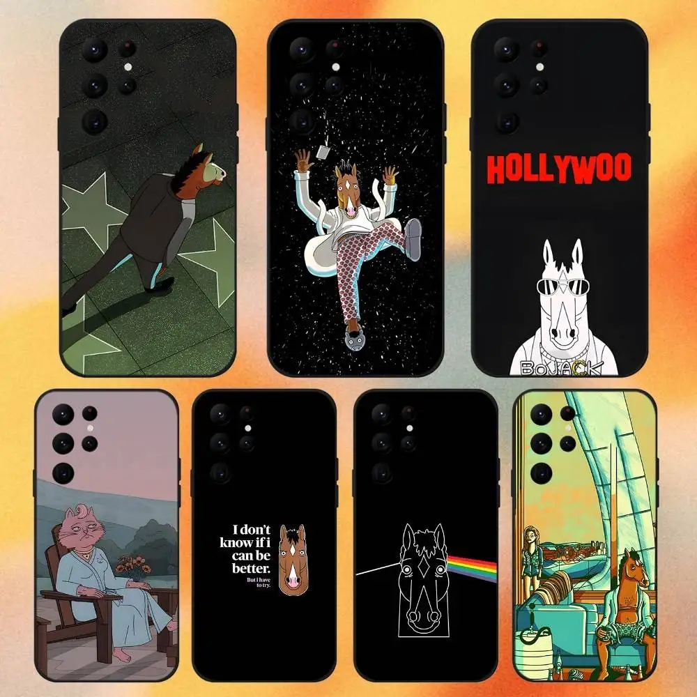 

B-BojackS Horseman Phone Case For Samsung S 25,24,23,22,30,21,10,9,Ultra,Plus,Lite,FE,4,5G Black Soft Case