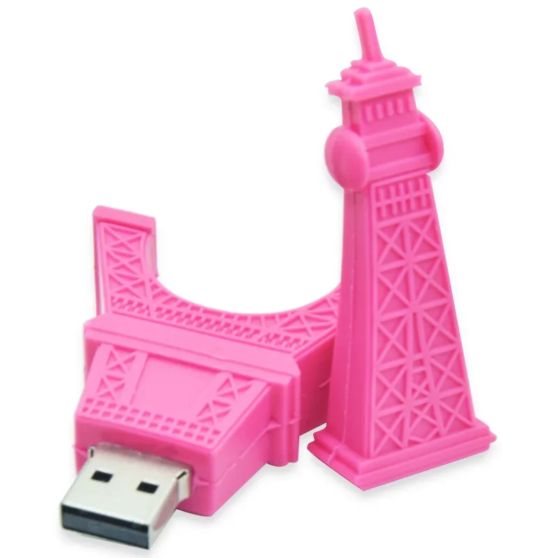 USB2.0 Cute Cartoon Eiffel Tower 8GB 16GB Pen drive Paris Tower U stick Usb Flash Drive 32GB Pendrive 64GB Flash Card 128GB Gift