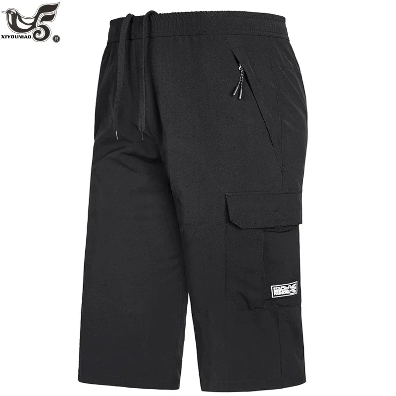 Pantalones Capri informales de talla grande 7XL 8XL de secado rápido, pantalones cortos Cargo para hombre, pantalones cortos de verano para correr