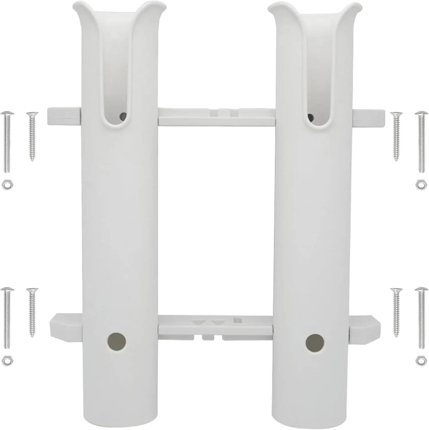 

Wall Mounted Fishing Rod Holder for 2 Poles with Knife and Lure Storage, Fishing Rod Rack for Garage or Boat
