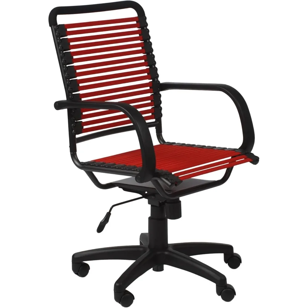 Red Euro-Style Flat High-Back Swivel Office Chair with Graphite Frame and Adjustable Tilt