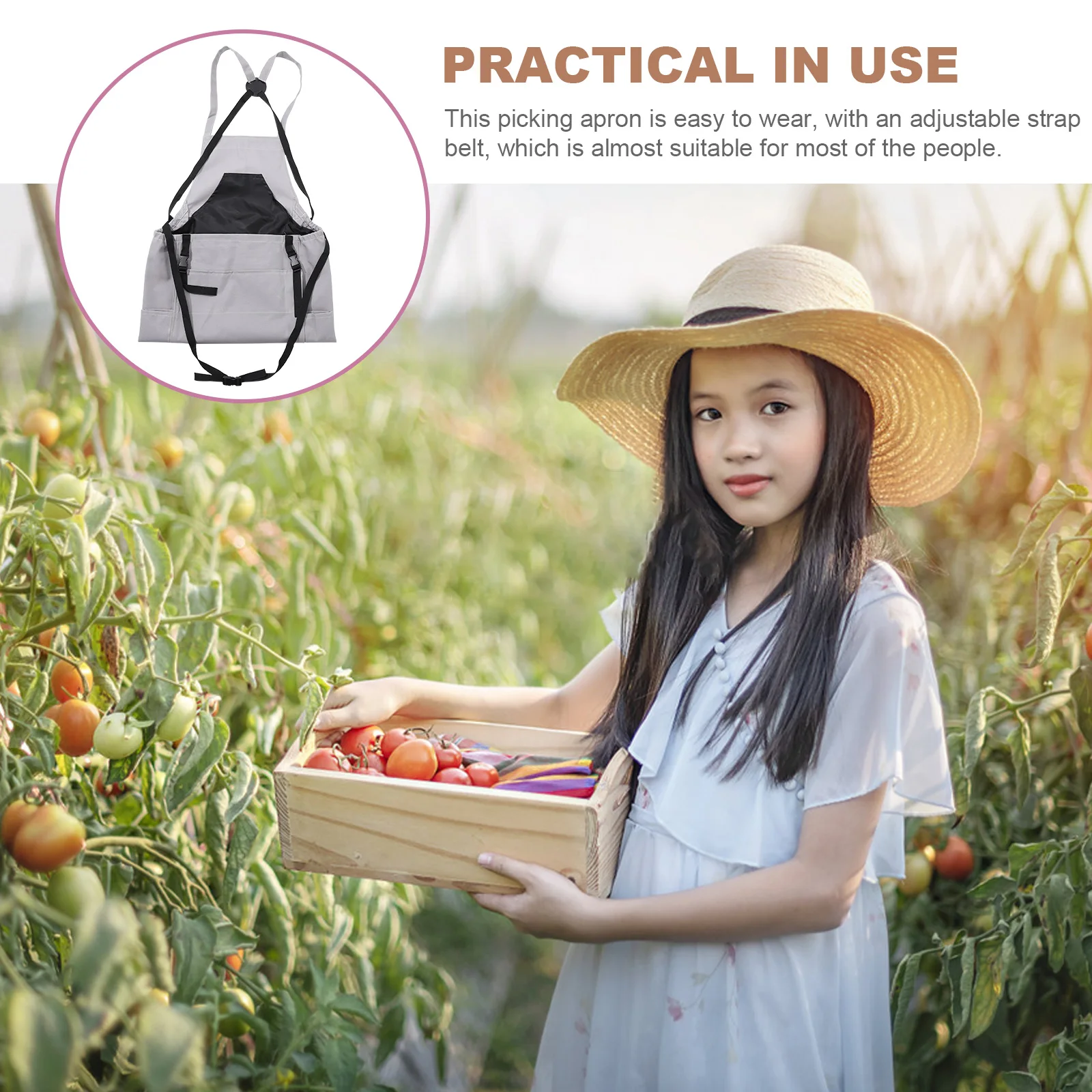 

Stable Oxford Cloth Fruits Picking Vegetable Harvest Garden Supply Adjustable Strap Tool Storage Multipurpose Gardening Apron