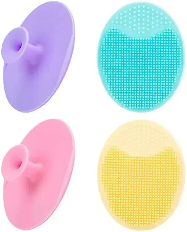 4 Pack Face Scrubber,JEXCULL Soft Silicone Facial Cleansing Brush Face Exfoliator Blackhead Acne Pore Pad Cradle Cap Face Wash