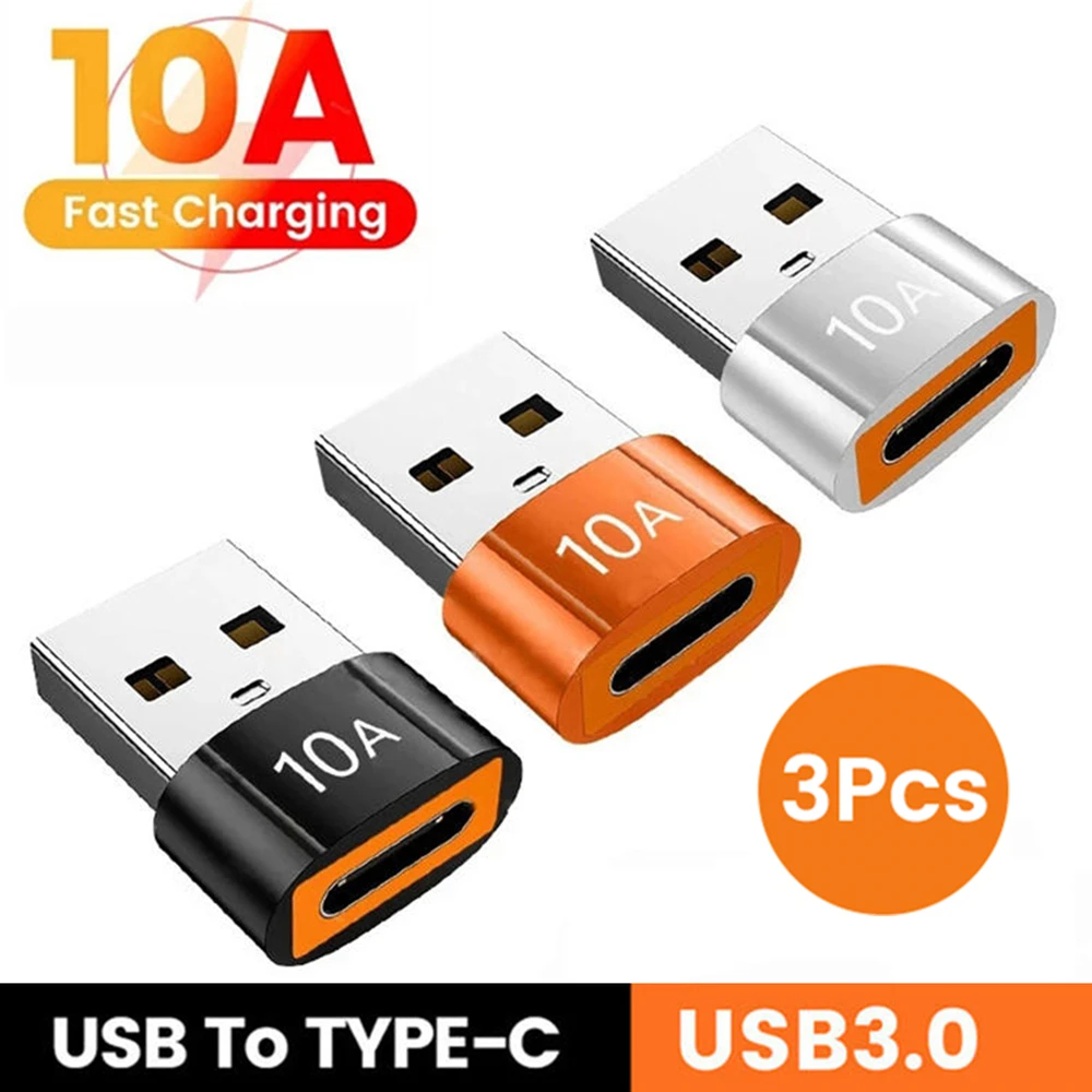 USB 3.0 10A USB-auf-Typ-C-OTG-Konverter, Typ-C-auf-USB-Adapter, USB-Buchse auf USB-C-Stecker, schneller Ladeadapter für Xiaomi Macbook Laptops