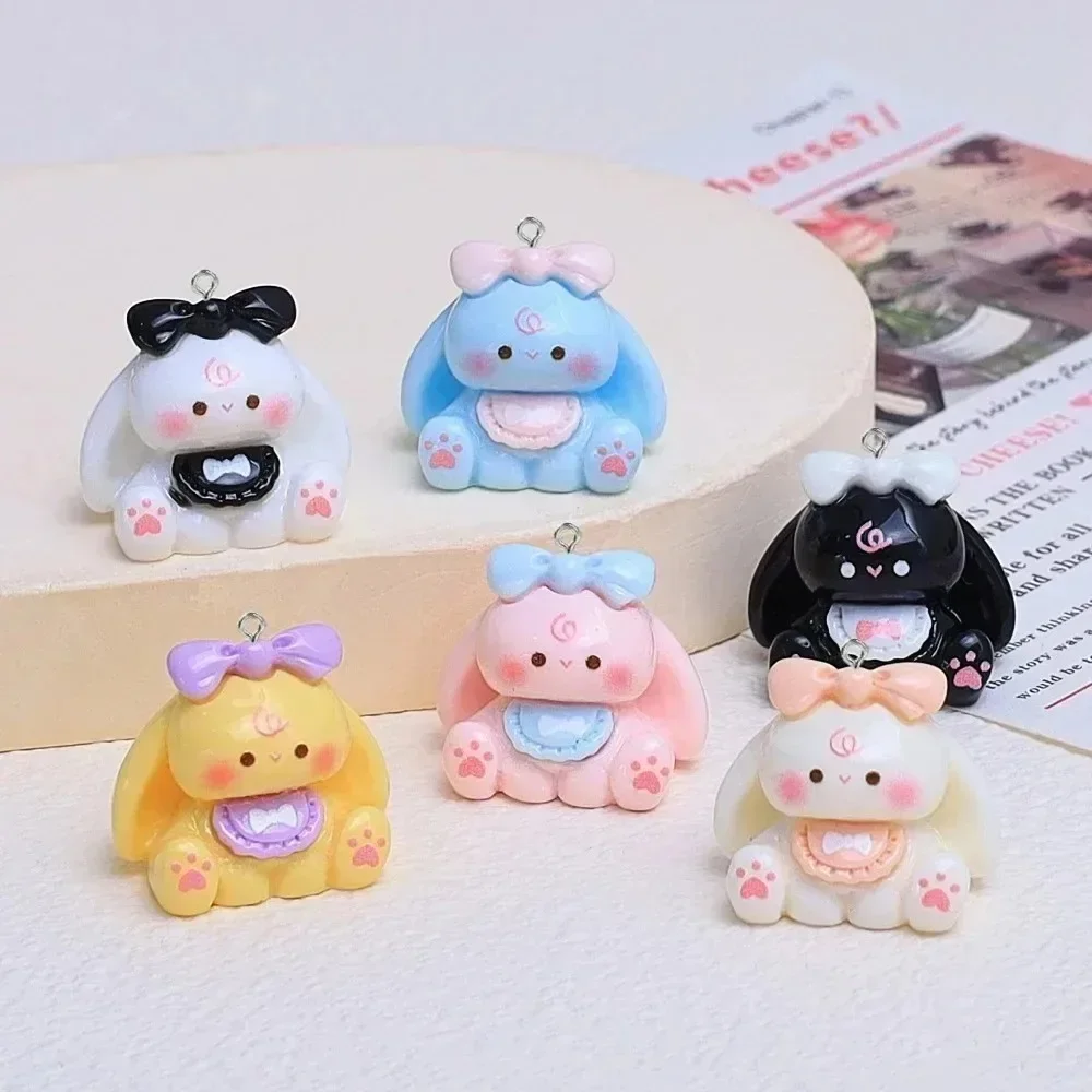10Pcs Lovely 3D Rabbit Animal Resin Pendants Mini Charms For Handcraft Keychain Necklace DIY Jewelry Supplies